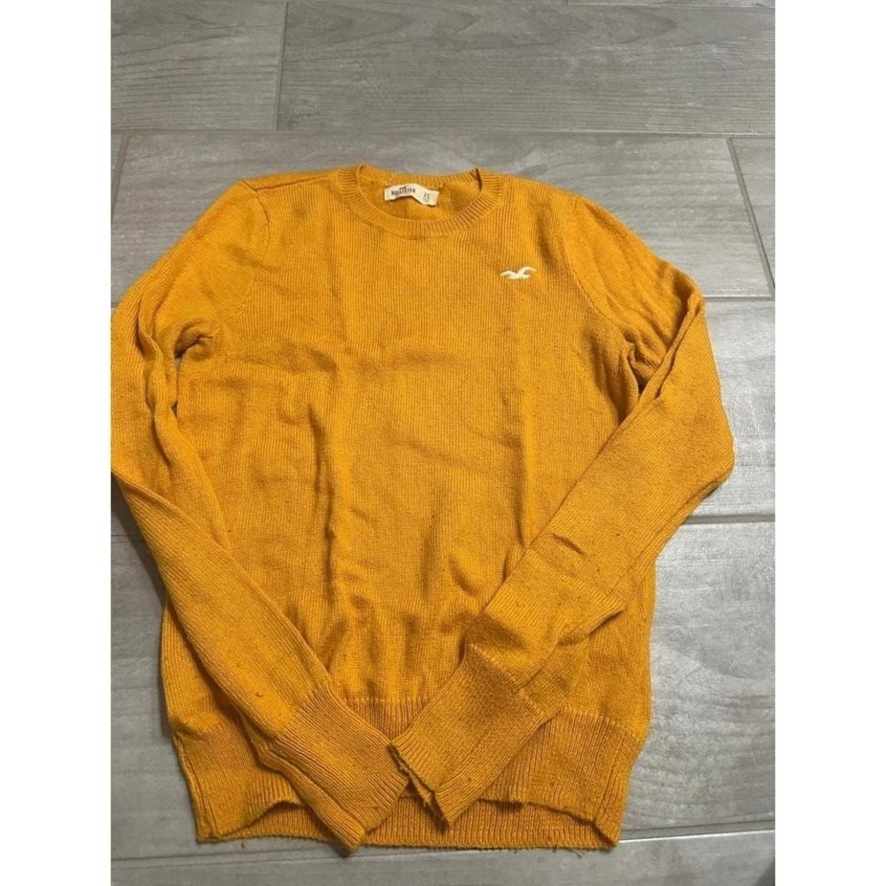 Hollister Mustard Yellow Crewneck Sweater Logo XS
